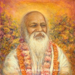 Maharishi Mahesh Yogi Square Portrait by Frances Knight - VedicArt108.com